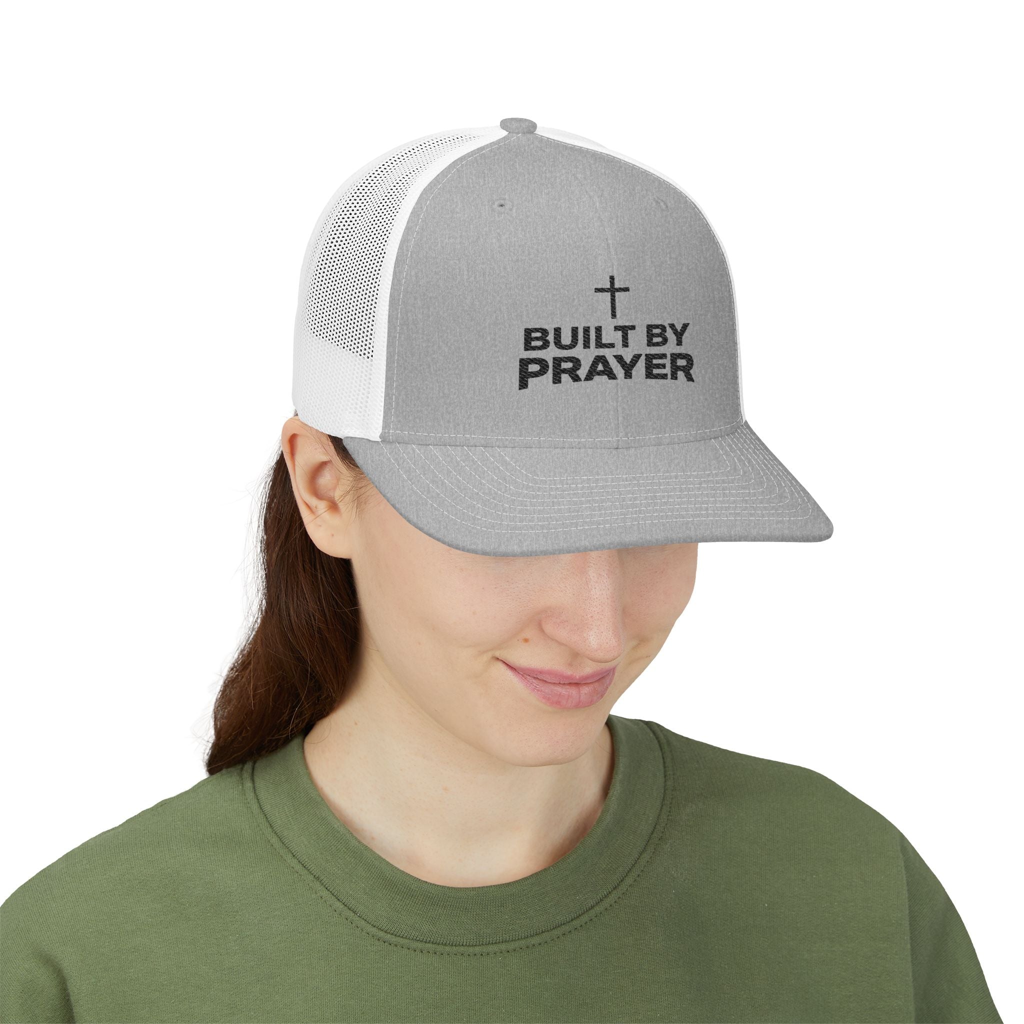 Built By Prayer Faith Embroidered Trucker Hat